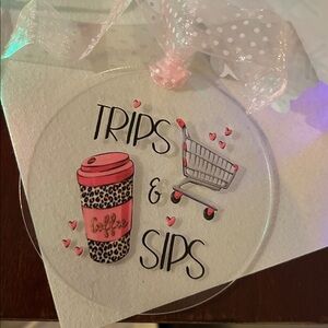 Ornament “ Trips & Sips “ 
UVDTF permanent on Acrylic 4 inch round